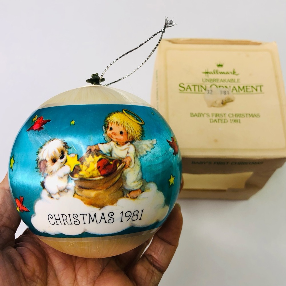 VTG Hallmark For A Special Godchild Satin Ball 1981 Keepsake Christmas Ornament